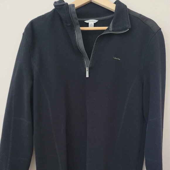 Calvin Klein Black 1/4 Zip Sweatshirt - Picture 1 of 4